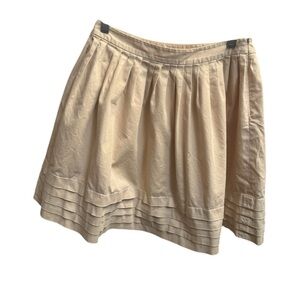 YARGICI Cotton Women’s Tan Cream Pleated Mini Skirt EUR Size 36